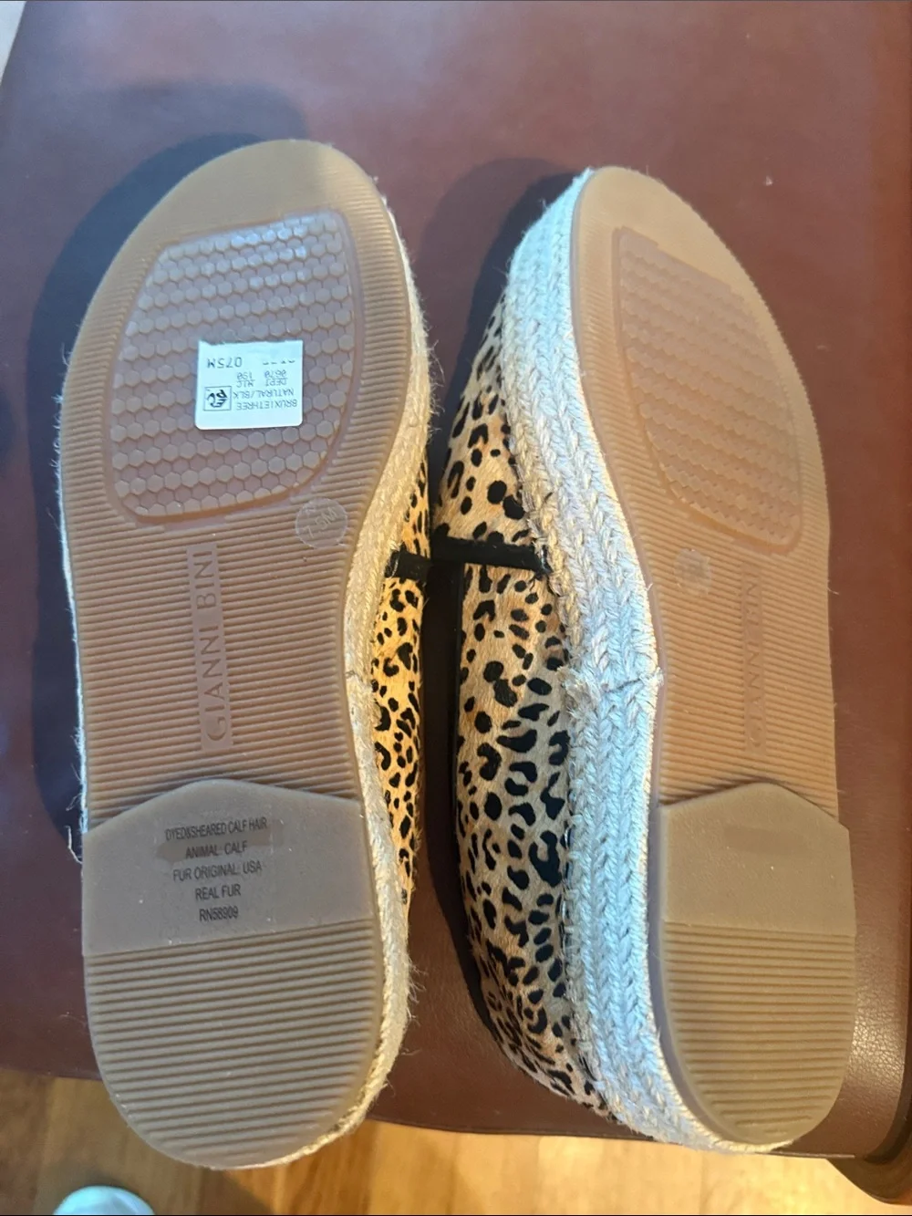 Gianni Bini Leopard Espadrille Slip-Ons in Tan and Black